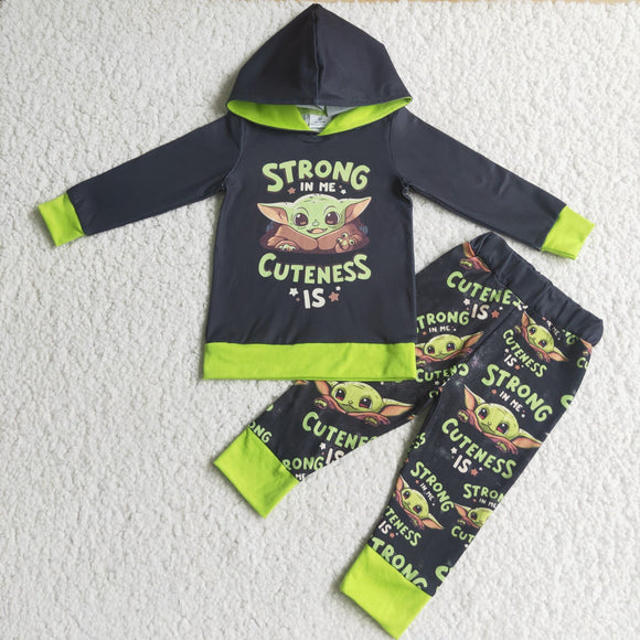 Promotional Cartoon Strong Black Boys Fall Hoodie Sets