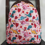 Dinosaur Heart Floral Pink Backpack