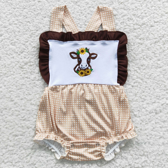 Calf Pink Plaid Ruffles Girls Summer Romper