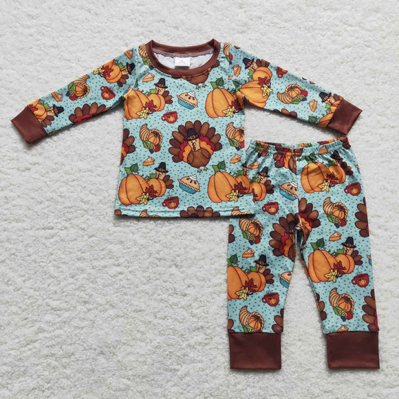 Turkey Pumpkin Boys Thanksgiving Pajamas