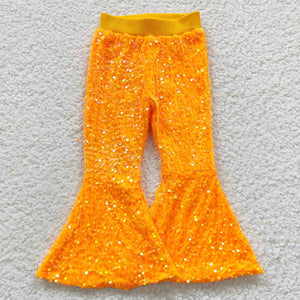 Bright Orange Sequin Girls Pants