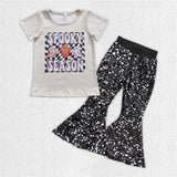 Spooky Season Black Sequins Girls Halloween Outfits