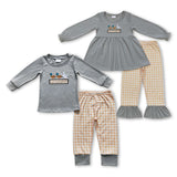 Duck Goose Plaid Gray Boys Long Sleeve+Trousers Sets