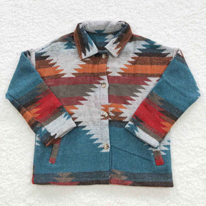 No Pocket Blue Red Stripe Shirt Boys Long Sleeve Top