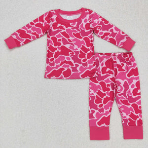 Camo Hot Pink Girls Long Sleeve Pajamas