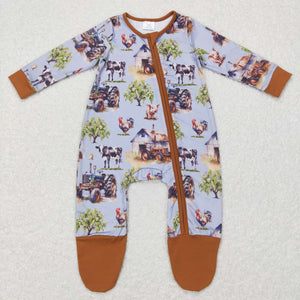 Farm Fresh Brown Boys Fall Romper