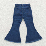 Pattern Bleached Flared Girls Jeans Pants