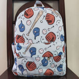 Baseball Print Sky Blue Backpack