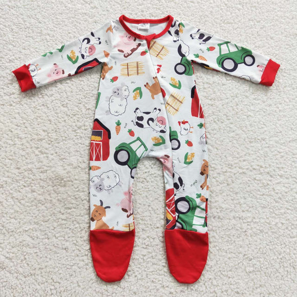 Farm Animals Red Boys Fall Romper