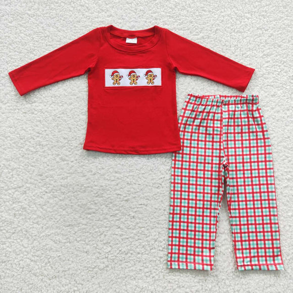 Gingerbread Red Plaid Boys Christmas Outfits