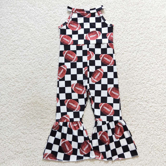 Football Black White Plaid Girls Jumpsuit