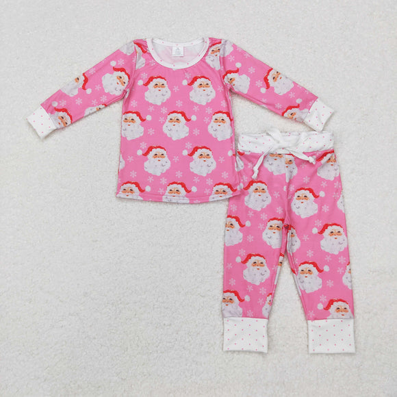 Bamboo Santa Snow Pink Girls Christmas Pajamas