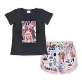 Singer Black Pink White Girls Shorts Sets