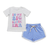In my big sister era Blue Girls Shorts Sets