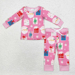 Bamboo Santa Gift Pink Girls Christmas Pajamas