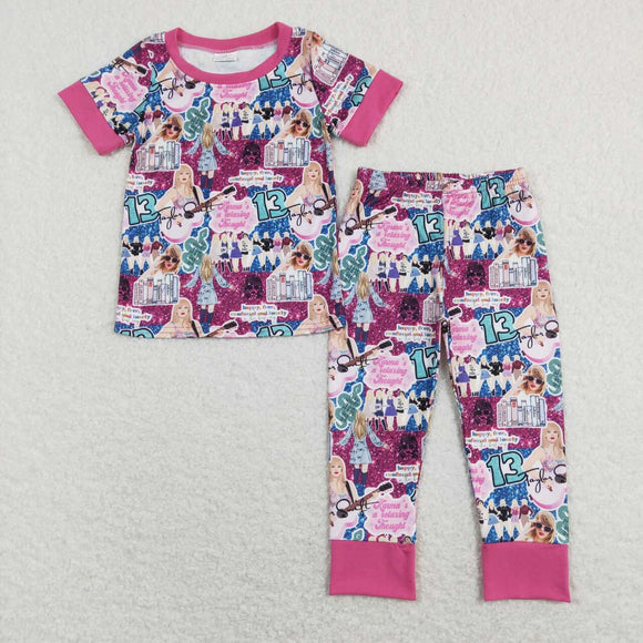 Singer Hot Pink Girls Short Sleeve Pajamas