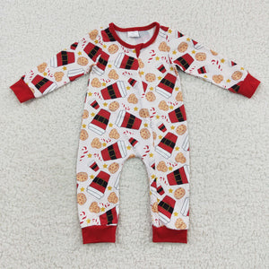 Santa Cup Cookie Boys Christmas Romper