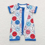 Smile Stars Blue Boys 4th of July Romper