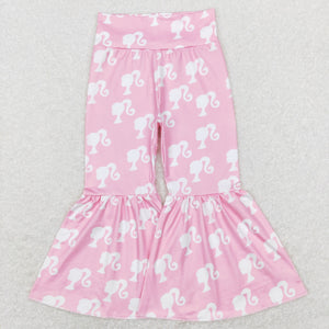 Cartoon Dolls Pink Bell Bottoms Girls Pants