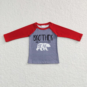 Brother Bear Red Gray Boys Christmas Top