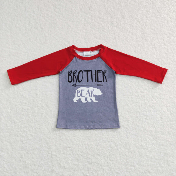 Brother Bear Red Gray Boys Christmas Top