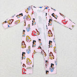 Cartoon Princess Pink Girls Fall Romper