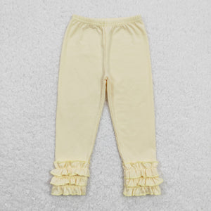 Solid Yellow Ruffles Legging Girls Pants