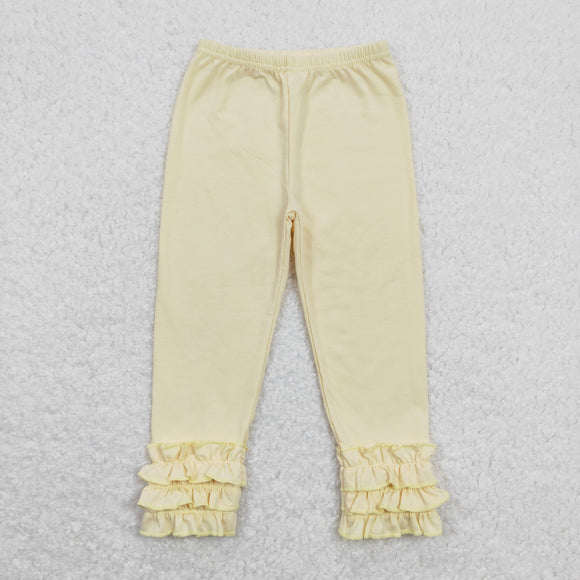 Solid Yellow Ruffles Legging Girls Pants