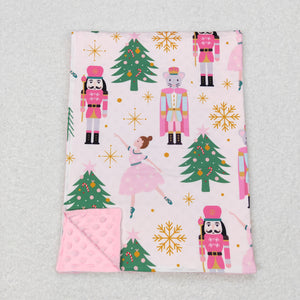 Cartoon Princess Solider Pink Christmas Blankets