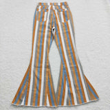 Orange Grey White Stripe Adult Jeans Pants