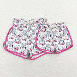 Adult Highland Cow Floral Hot Pink White Mommy & Me Shorts