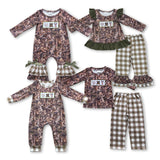 Turkey Boots Deer Plaid Jungle Hunting Boys Long Sleeve+Trousers Sets