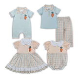 Carrot Orange Blue Stripe Boys Easter Romper