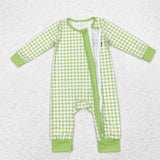 Bamboo Smile Green Plaid Boys Christmas Romper