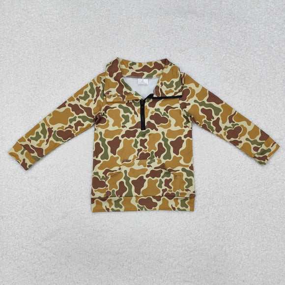 Camo Green Polo Mommy & Me Boys Long Sleeve Top