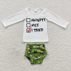 Naughty Nice Letters Christmas Bummies Sets