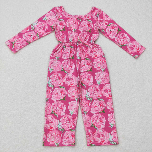 Floral Hot Pink Girls Jumpsuit