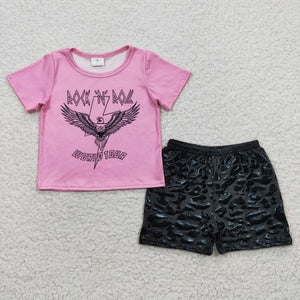 Rock & Roll Eagle Hot Pink Girls Shorts Sets