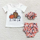 Fall Pumpkin White Girls Bummies Sets