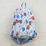 Baseball Print Sky Blue Backpack