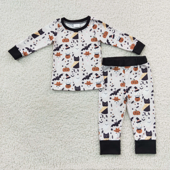 Cat Pumpkin Bat Boys Halloween Pajamas