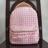 Pink White Plaid Backpack