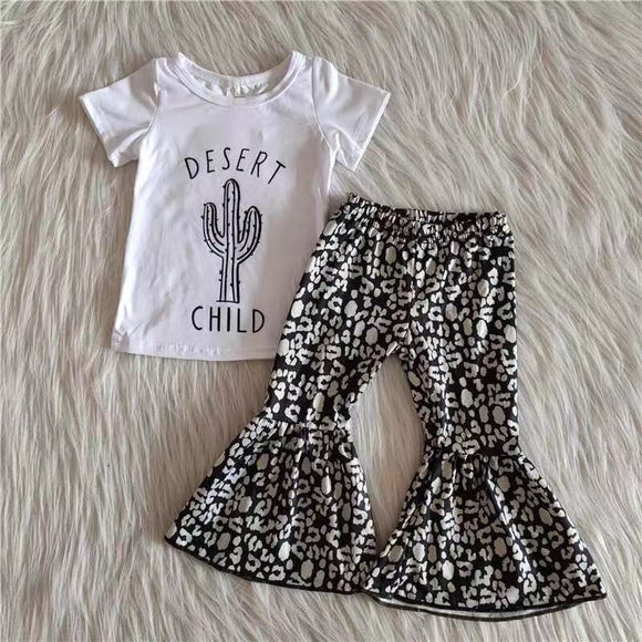 Promotional Desert Child Girls Short Sleeve+Trousers Sets