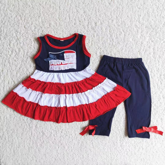 12-18M--7-8T Promotional Flag Red White Navy Girls 4th of July Outfits