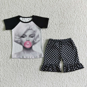 Promotional Bubble Black Girls Shorts Sets