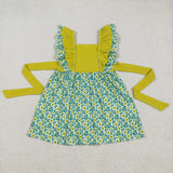 Promotional Sunflower Belt Girls Flutter Sleeve Dress
