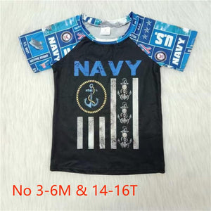 Letters Blue White Boys 4th of July Top