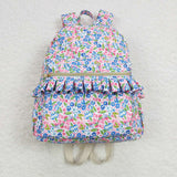 Floral Pink Blue Backpack