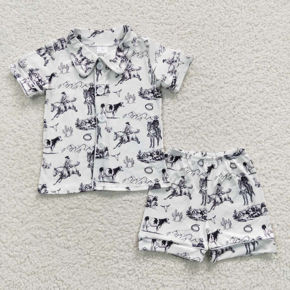 Cows White Boys Short Sleeve Pajamas