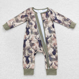 Camo Elk Deer Green Jungle Hunting Boys Fall Romper